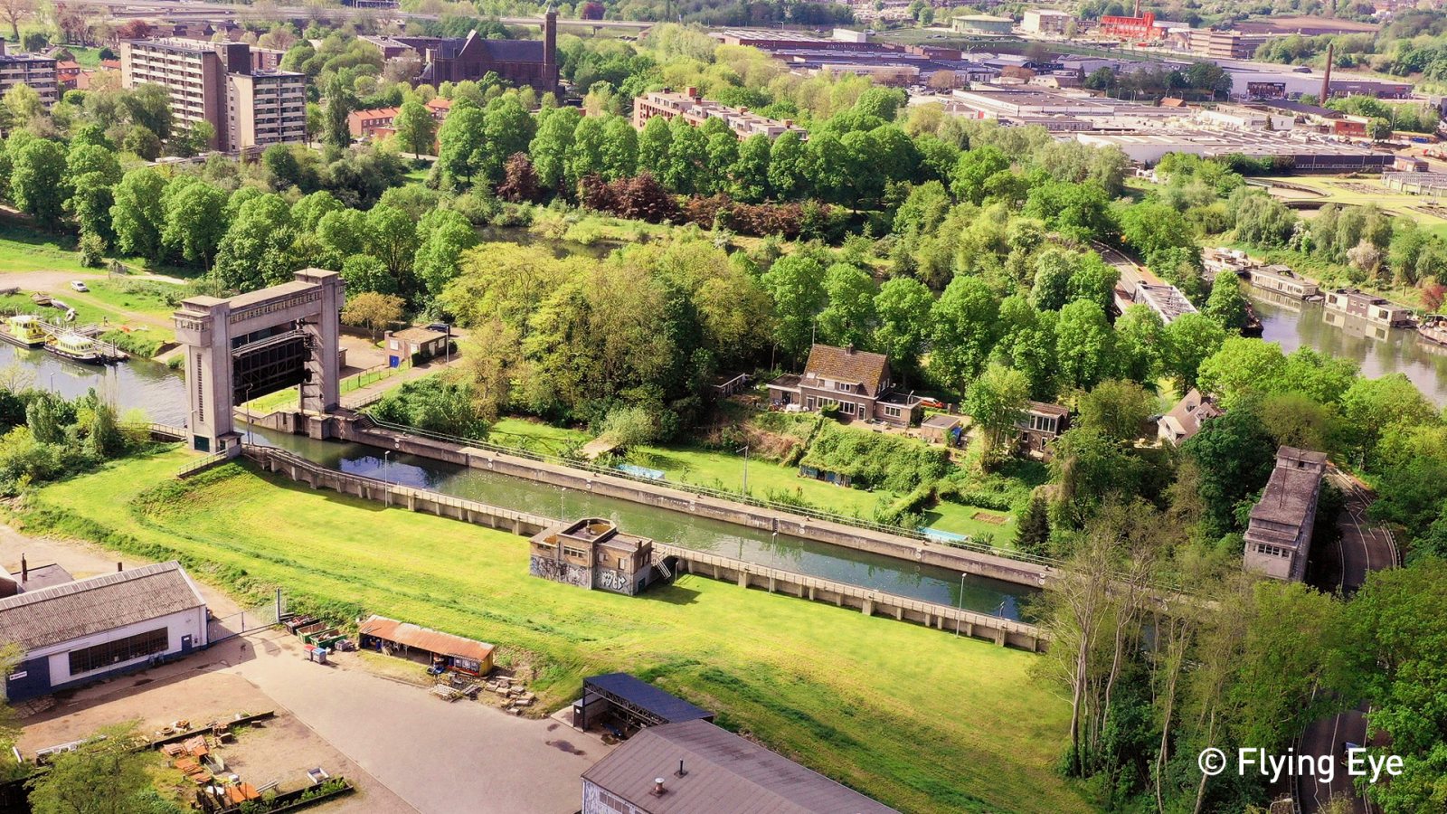 Aerial view of Bosscheveld Lock.