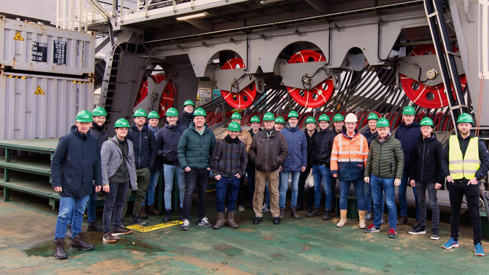 A team of MechDes engineers during a site visit on Allseas’ Pioneering Spirit.