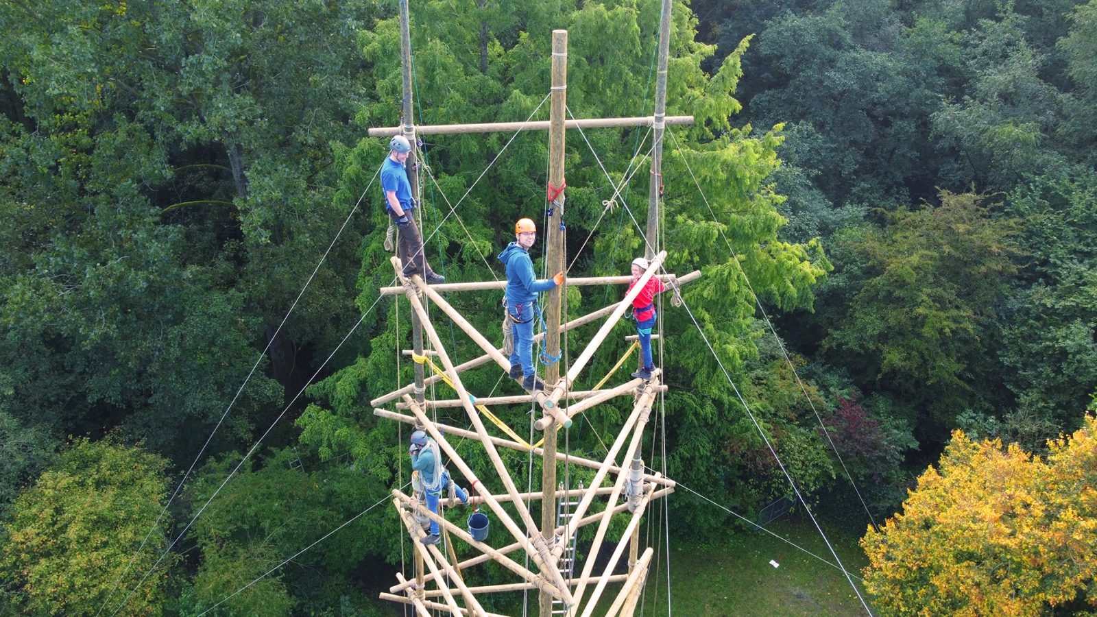 Jesse in the 25-meter tower that formed the base for a radio antenna, enabling scouts to make contact across Europe.