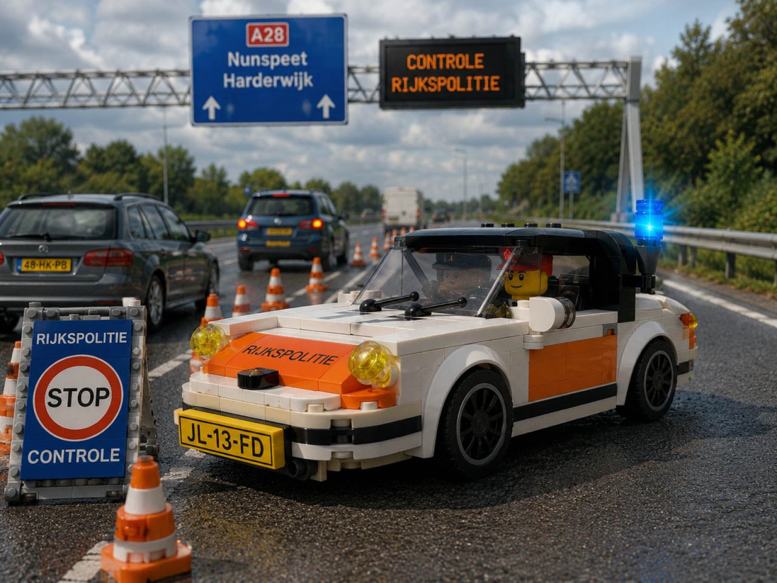 Het LEGO-ontwerp van de Rijkspolitie Porsche 911 door Erik.